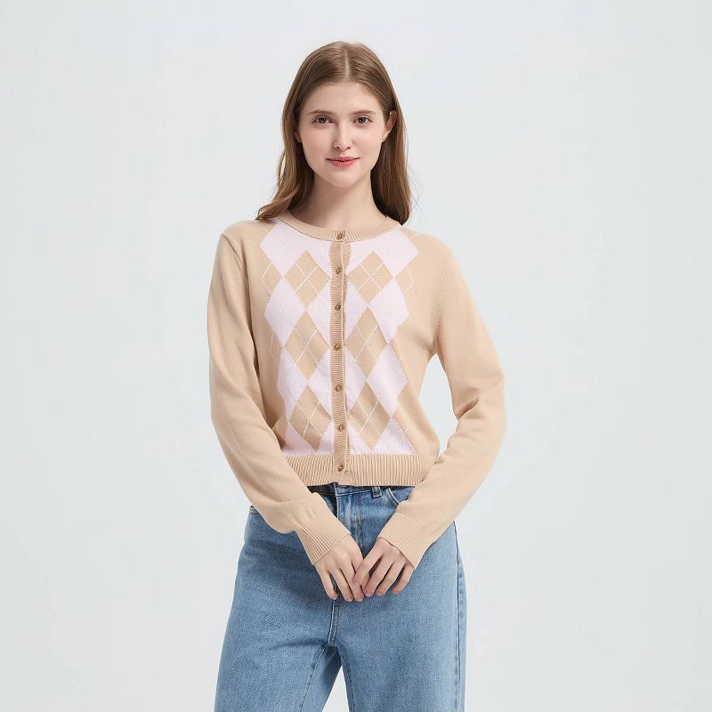 Women's Argyle Cardigan - Wild Fable™ Tan XL