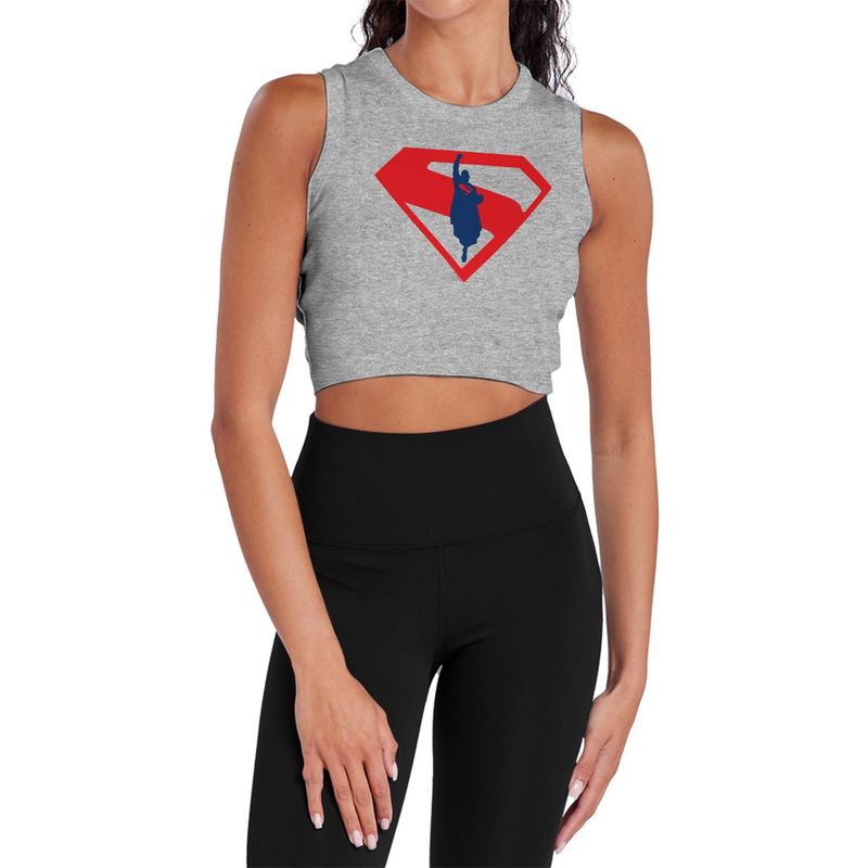 Women's Superman 2025 New Logo Flight Sleeveless Crop Top Tank, Athletic Heather, X Large