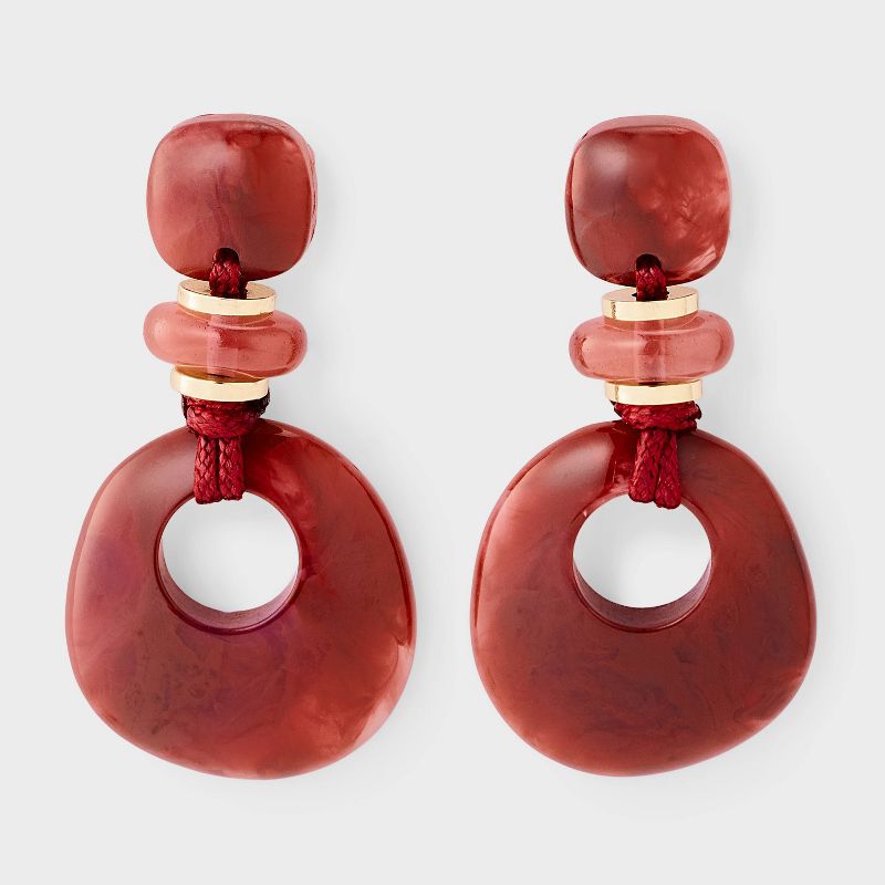 Semi-Precious Beaded Quartz and Tiered Drop Earrings - Universal Thread™ Brown