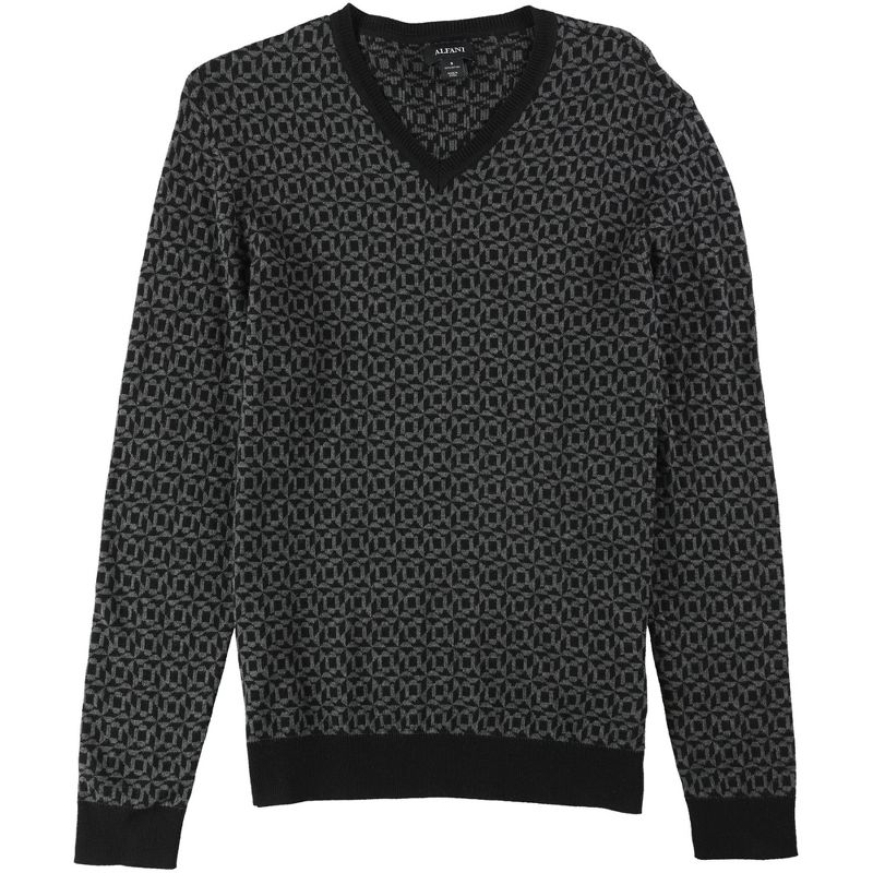 Alfani Mens Geometric Pullover Sweater, deepblack, X-Large