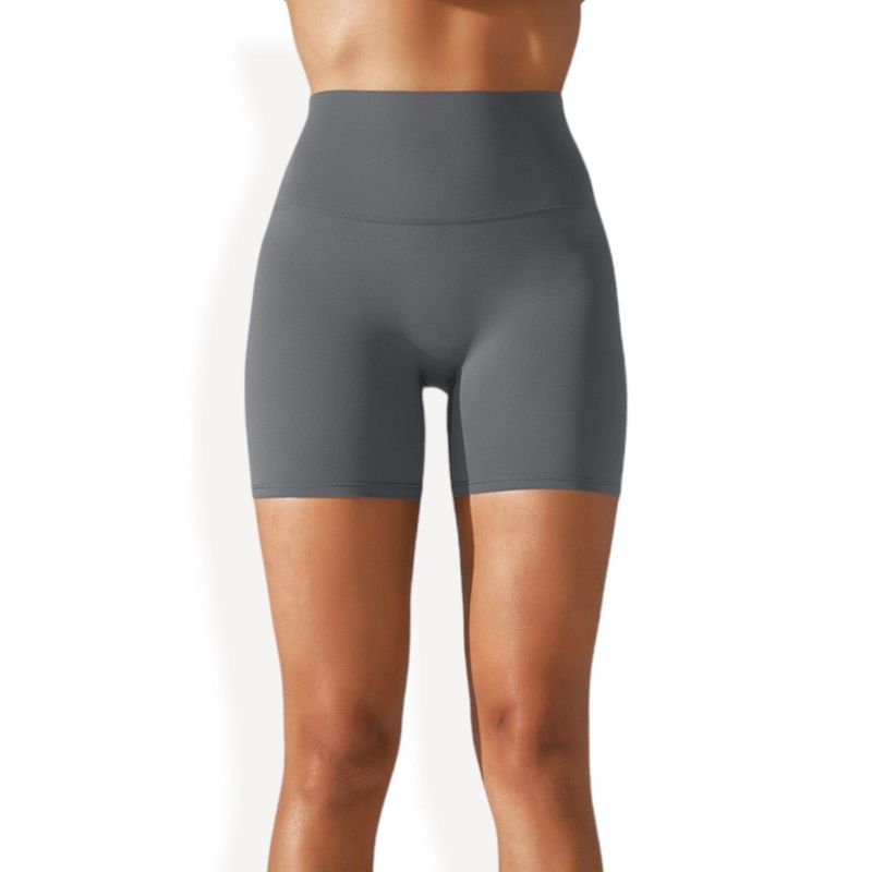 Anna-Kaci Active Women's High Waist Seamless Biker Shorts with Compression Fit - X Large, Dark Gray
