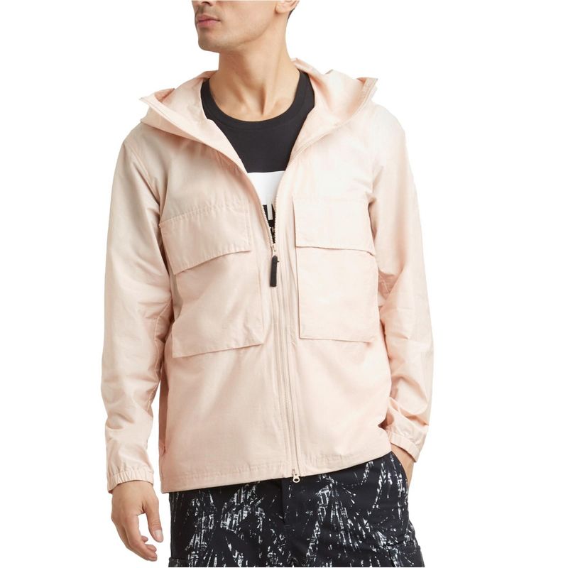 Kenneth Cole Womens Hooded Windbreaker Jacket, rosesmoke, Large