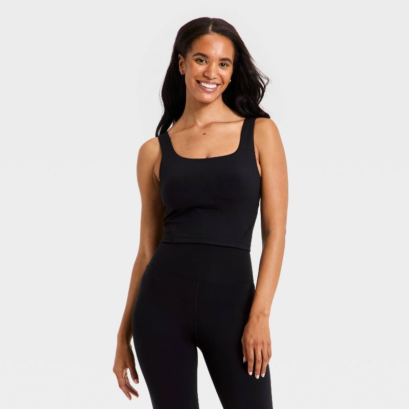 Women's Super Flex Square Neck Ultra Cropped Tank Top - All In Motion™ Black XL