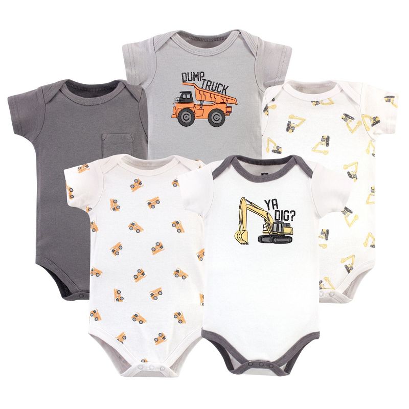 Hudson Baby Infant Boys Cotton Bodysuits 5pk, Ya Dig?, 9-12 Months