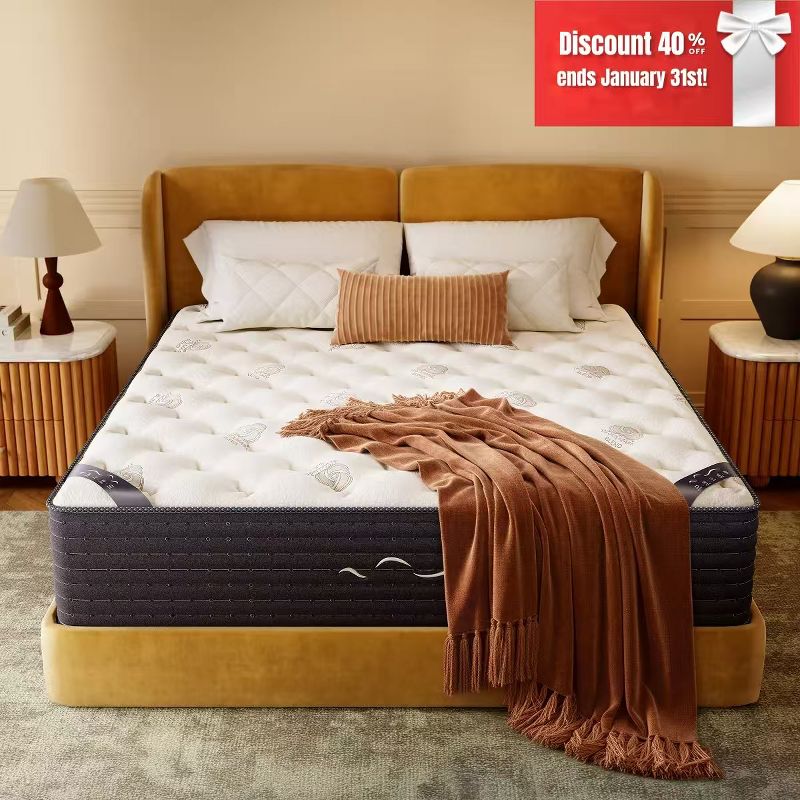 Swedrea Hybrid Mattress Anti Static Two-sided Hybrid Medium Gel Memory Cashmere Wool Foam Mattress 12 inch, Queen