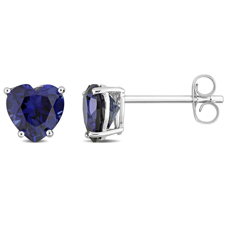 EVERLY JEWELRY | 10K White Gold 1 4/5 CT TGW Created Blue Sapphire Stud Earrings