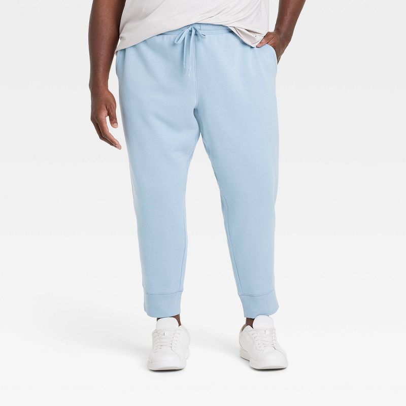 Men's Big Cotton Fleece Jogger Pants - All In Motion™ Light Blue 3XL: Mid Rise, Drawstring Waist, Bottoms