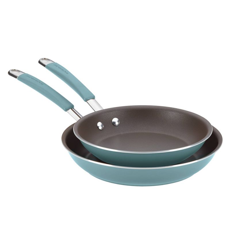 Rachael Ray Cucina Twin Pack Open Skillets - Blue (9.25" and 11"): Nonstick Frying Pan Set, Gas & Electric Compatible