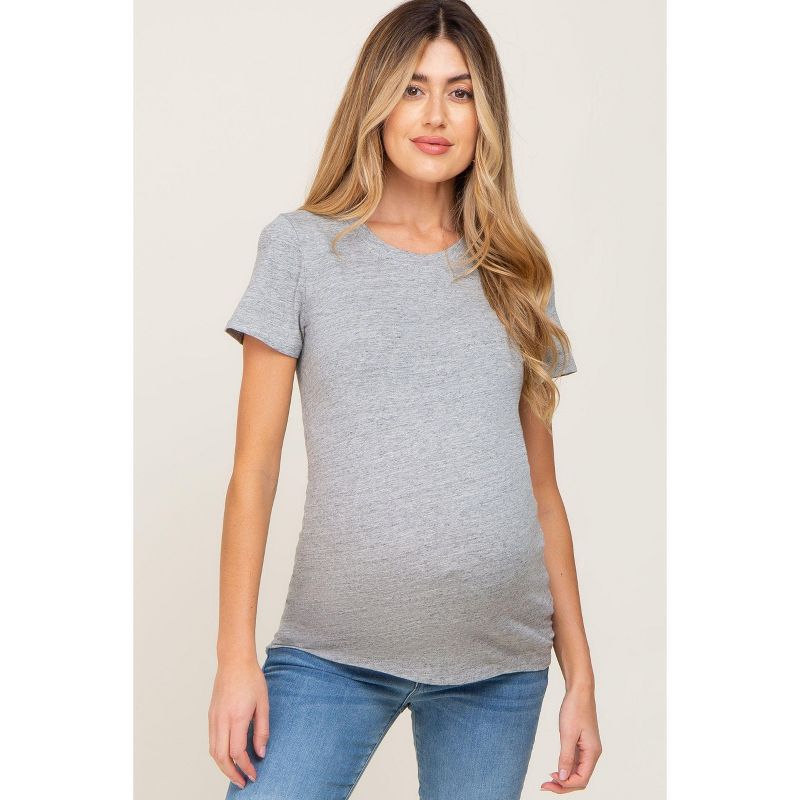 PinkBlush Heather Grey Basic Crew Neck Maternity Tee Heather Grey Extra Large