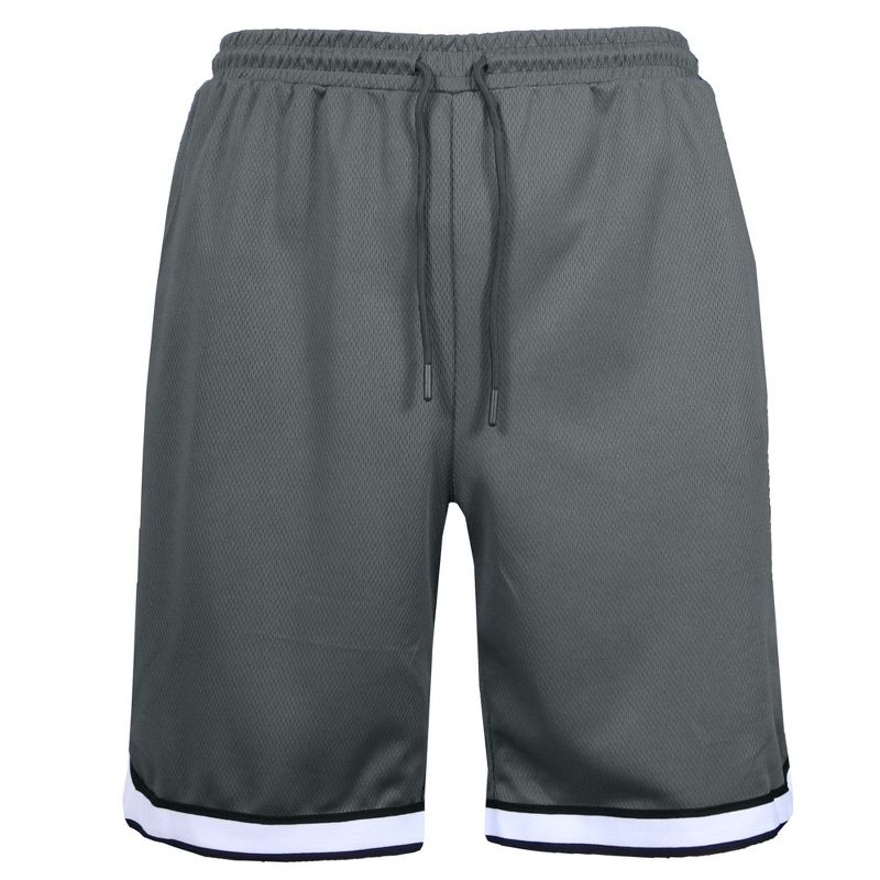 Jump Start Men's Premium Active Moisture Wicking Workout Mesh Shorts With Trim - Charcoal, L