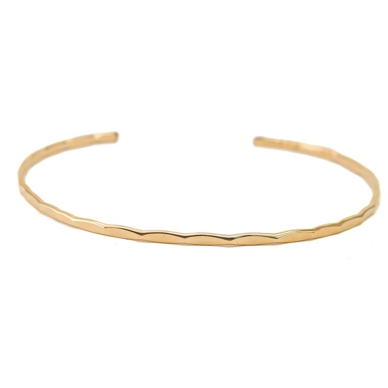 Thin Hammered Gold Cuff Bracelet Gold Medium by Lotus Stone Jewelry