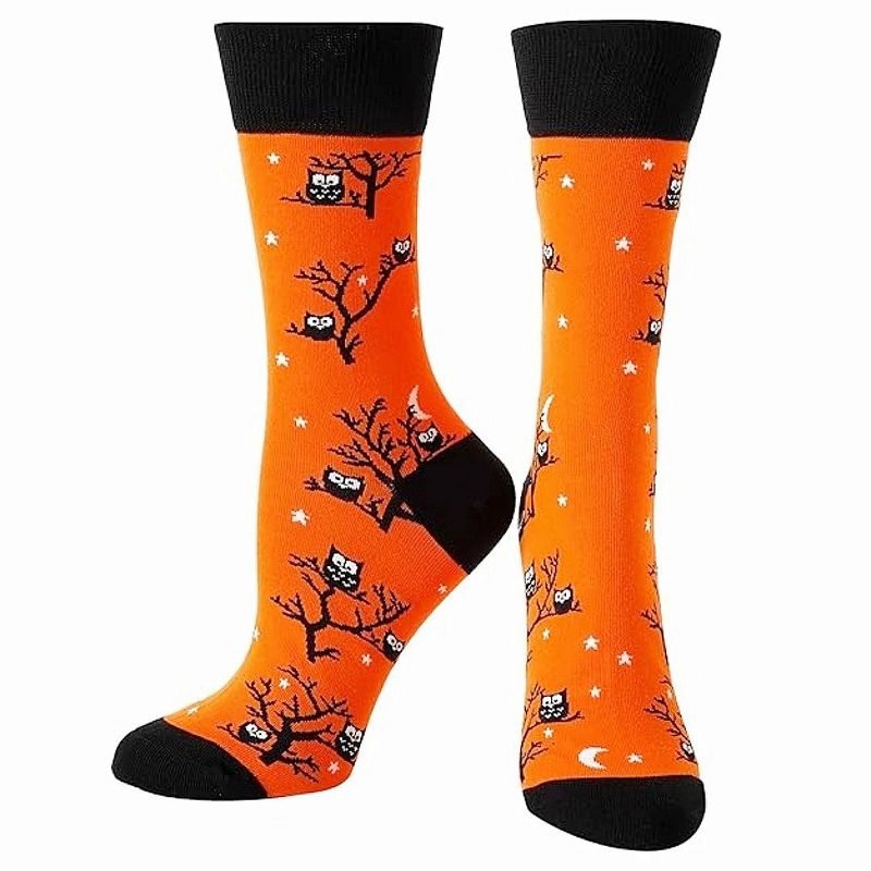 Owls in a Tree Socks (Men's Sizes, Adult Large) from the Sock Panda - Great for Halloween