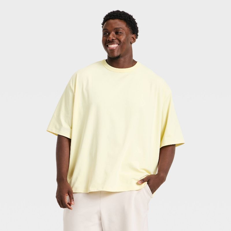 Men's Big Short Sleeve Oversized Cotton T-Shirt - All In Motion™ Yellow 3XL