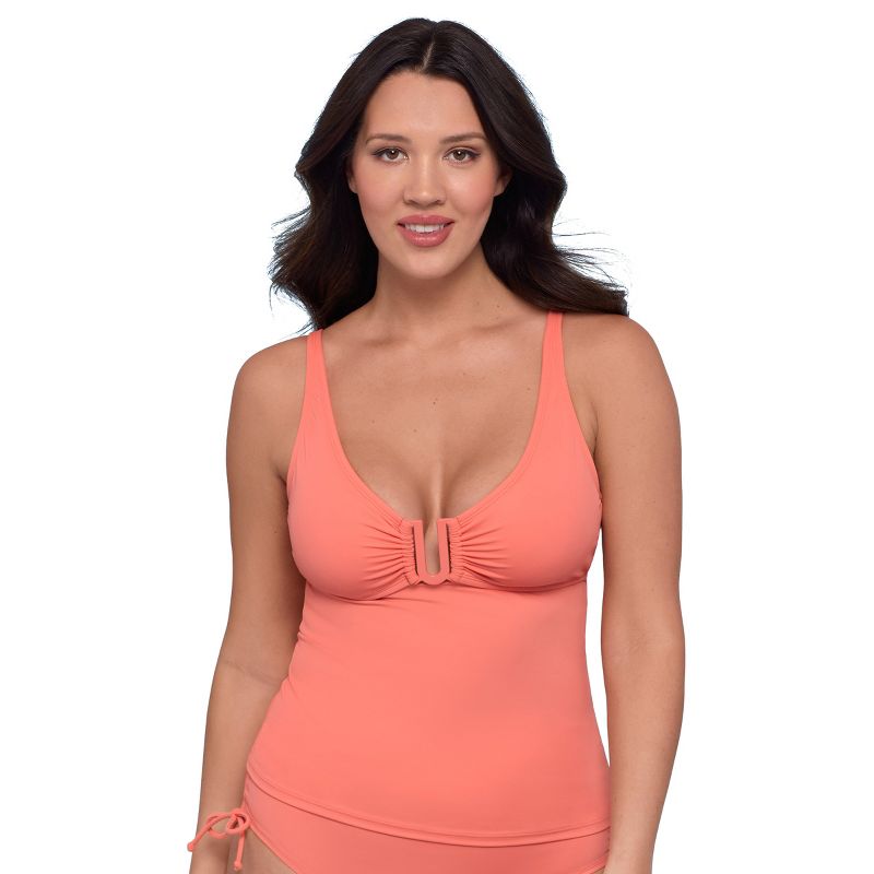 Women's S3 Supportive U-Wire Tankini Swimsuit Top - Watermelon Coral