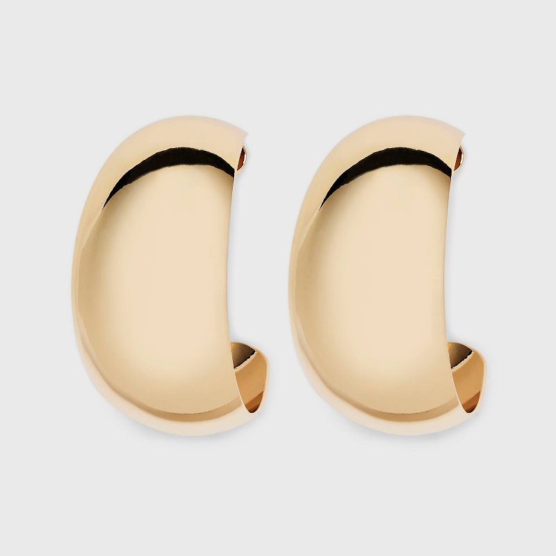 Thin Smooth Medium Hoop Earrings - A New Day™ Gold