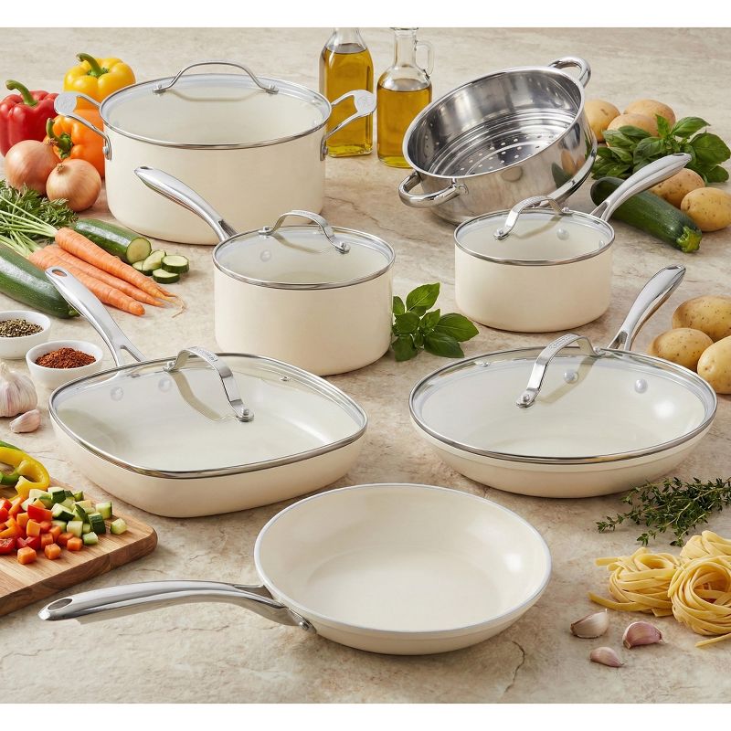 Gotham Steel Pots and Pans Set 12Pc Nonstick Ceramic Cookware Set with Stay Cool Handles
