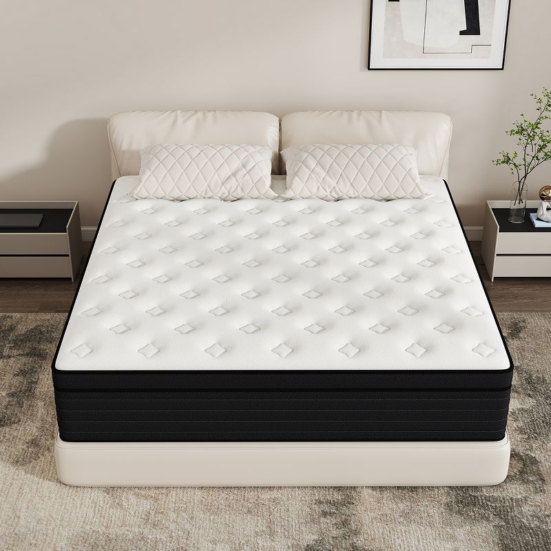 CHEVNI 14 Inch Queen Size Mattress in a box Hybrid Spring Memory Foam Medium Firm - White