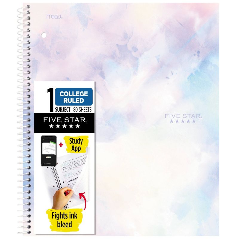 Five Star Fashion 1 Subject 80ct College Ruled Notebook Pastels