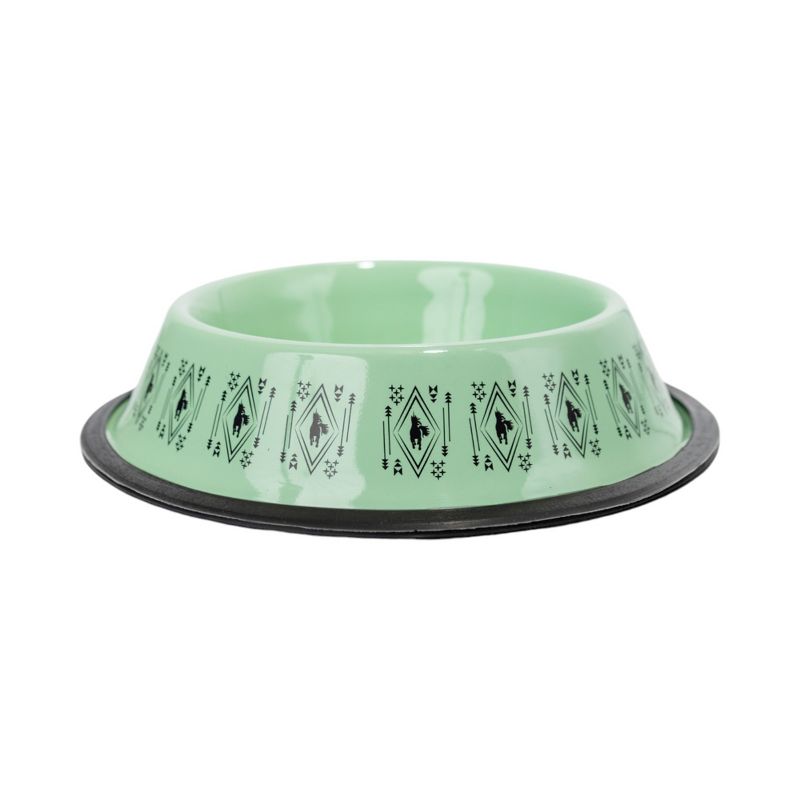 American Pet Supplies Non-Skid Boho Stainless Steel Dog Bowl – with Whimsical Unicorn Design & Silicone Base - Mint (24oz)