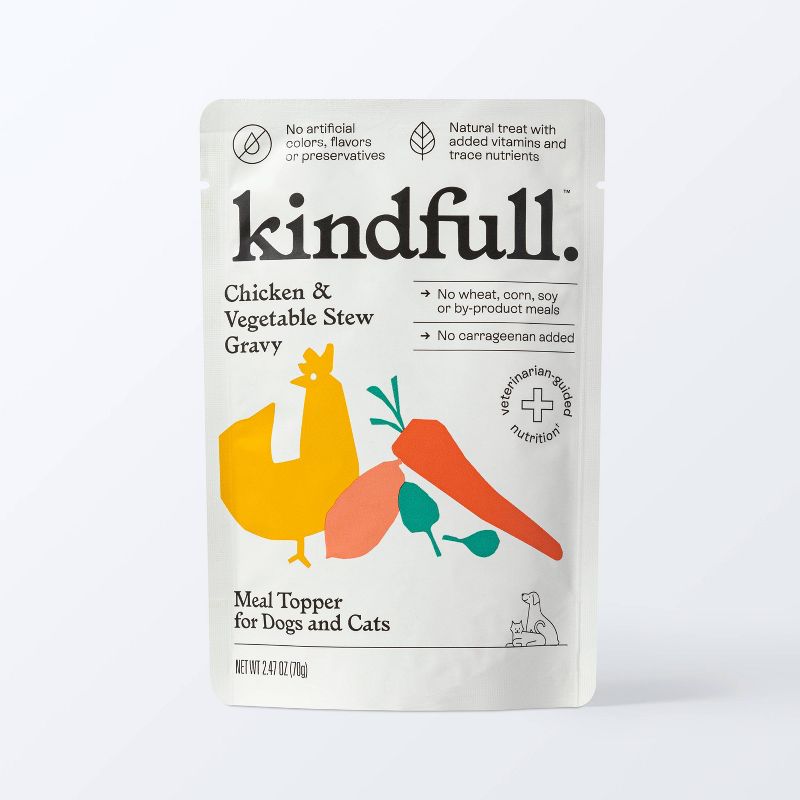 Meal Enhancer Topper Puree Wet Dog & Cat Treat with Chicken and Vegetable Stew - 2.47oz - Kindfull™