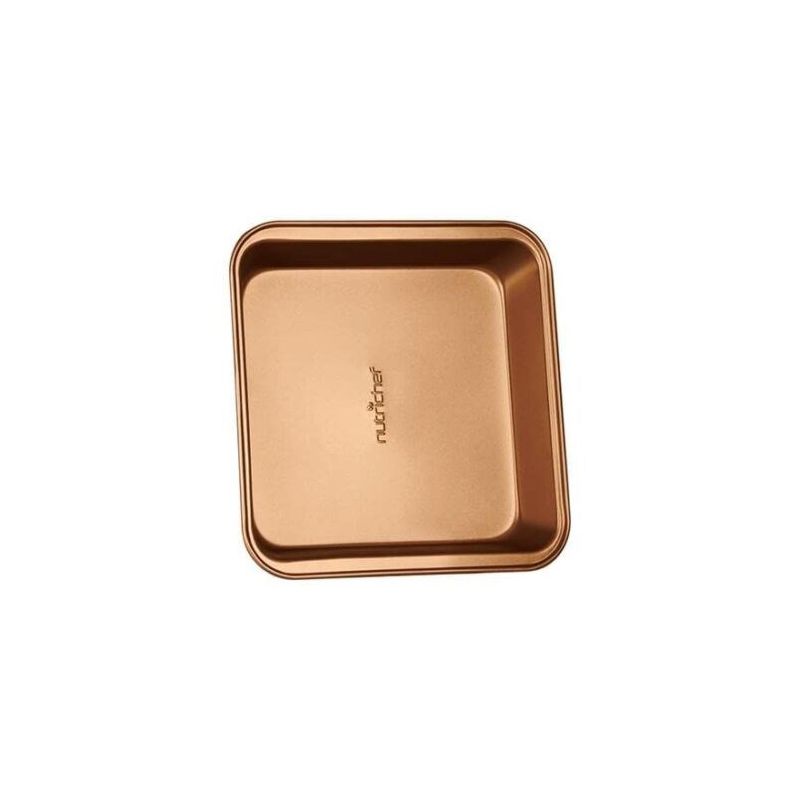 NutriChef 8.5-inch Golden Square Baking Pan, Ultra-Durable, Non-Stick coated