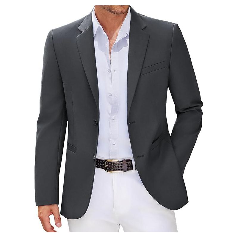 COOFANDY Men Casual Blazer Sport Coats Slim Fit Lightweight Business Two Button Suit Jackets Dark Grey XL