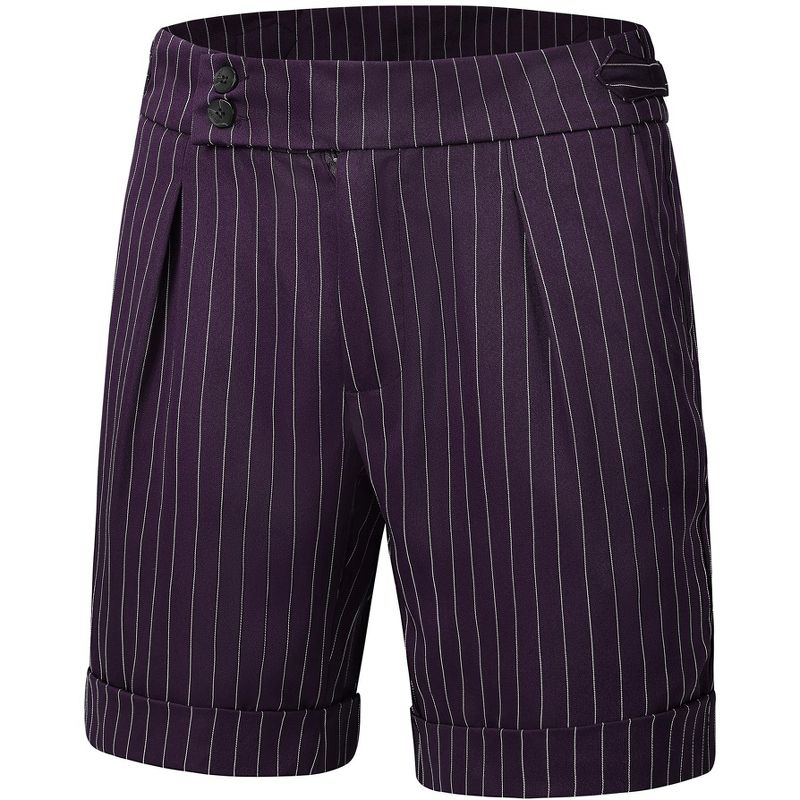 Lars Amadeus Men's Summer Pleated Front Stripes Business Dress Shorts Purple 32