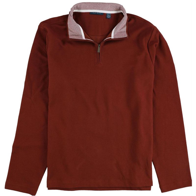 Perry Ellis Mens Quarter-Zip Pullover Sweater, firedbrick, XX-Large