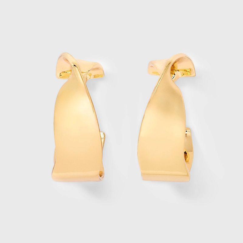 Wavy Open Hoop Earrings - A New Day™ Gold: Nickel-Free Metal, Post Closure, 1.21" Length, 0.66 oz Weight