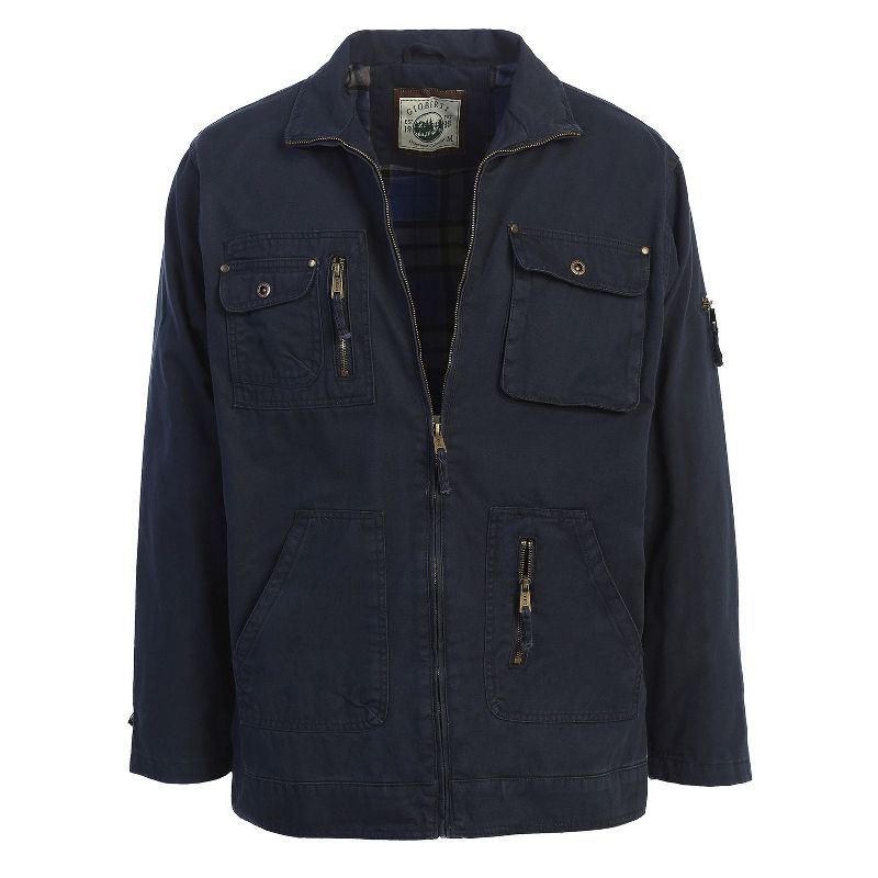 Gioberti Men's 100% Cotton Casual Outerwear Twill Multi Pocket Cargo Shirt Jacket, Navy, M