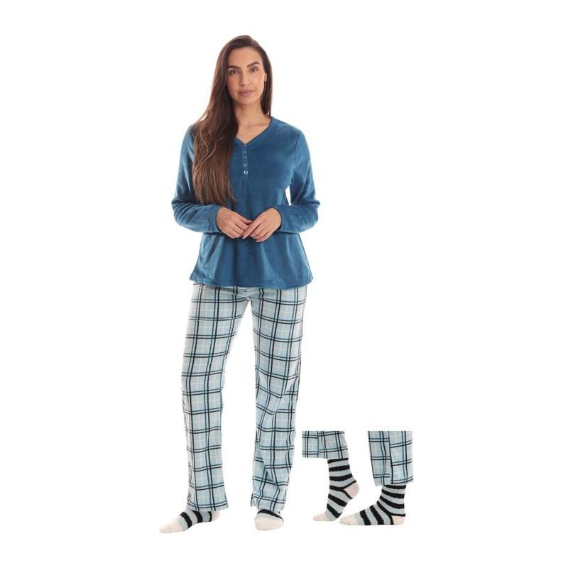 Just Love Womens Ultra-Soft Pajama Pant Set with Matching Socks - 3 Piece Micro Fleece PJ Set 6732-10442-XL
