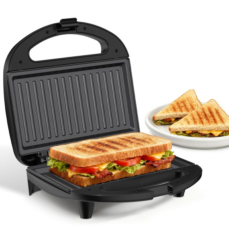 OSTBA 2-Slice Sandwich Maker with Non-Stick Grill Plates, Grilled Cheese function, Cool-Touch Handle, Indicator Lights, 750W, Compact & Easy to Clean