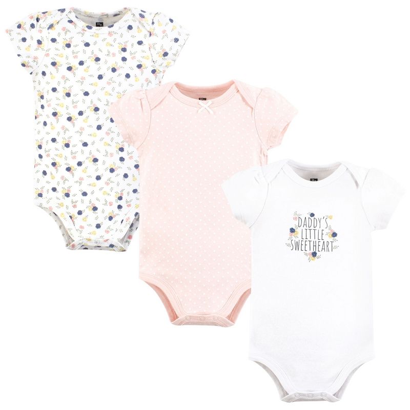 Hudson Baby Infant Girl Cotton Bodysuits, Daddys Sweetheart, 3-6 Months