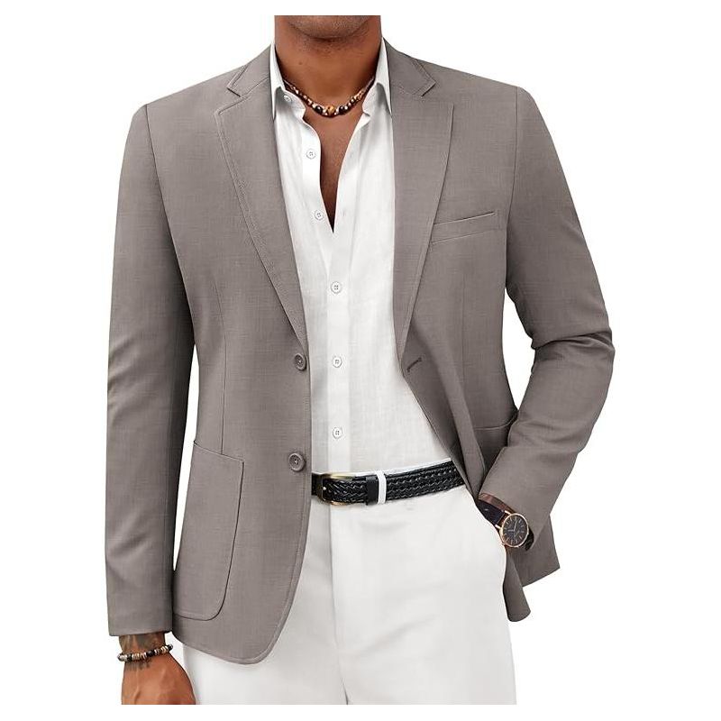 COOFANDY Mens Casual Sport Coat Lightweight Two Button Blazer Slim Fit Business Jackets Grey M