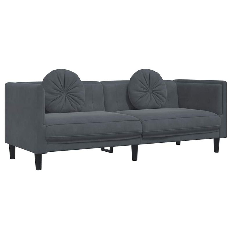 vidaXL 3-Seater Sofa - Dark Gray Velvet - Plush Cushions - Modern Design - Living Room Furniture - 76.2"x30.3"x27.6"