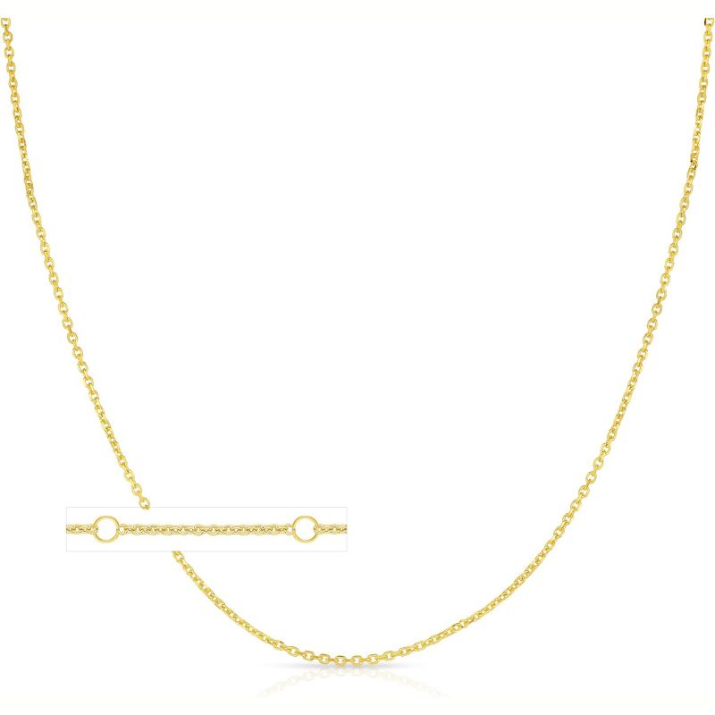 Floreo 14k Yellow Gold Double Extendable Solid Diamond Cut Cable Chain Adjustable Necklace, 16" - 17" - 18 Inch with Spring Ring Clasp, 0.8mm Width