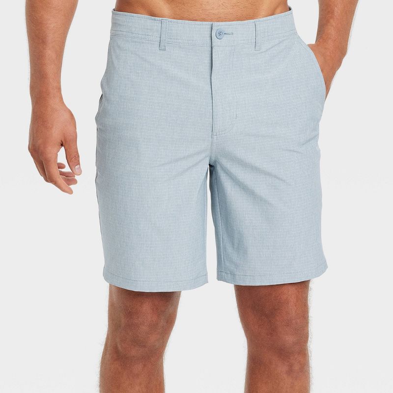 Men's 9" Hybrid Swim Shorts - Goodfellow & Co™ Light Blue 38: Recycled Polyester, UPF 50+, 4-Way Stretch