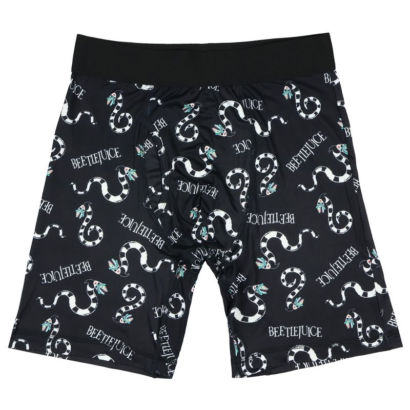 Intimo Beetlejuice Men's Sandworm All Over Print Boxer Briefs Long Leg Underwear (S) Black