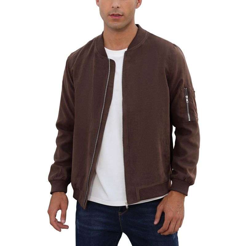 Clearlove Men's Suede-Look Aviation Bomber Jacket Vintage-Inspired Faux Leather Jacket with Quilted Lining Coffee S