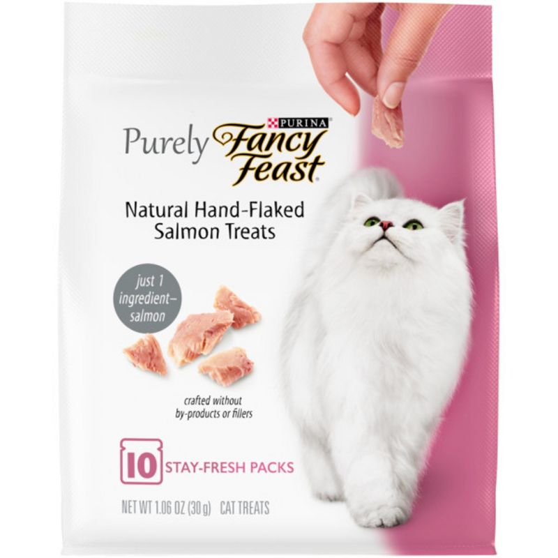 Purina Fancy Feast Purely Hand-Flaked Salmon Meaty Cat Treats - 1.06oz/10ct Pack