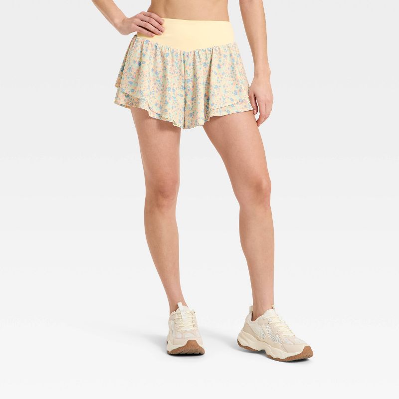 Women's Woven Ultra Light Active Light High-Rise Dance Shorts - All In Motion™ Yellow XS