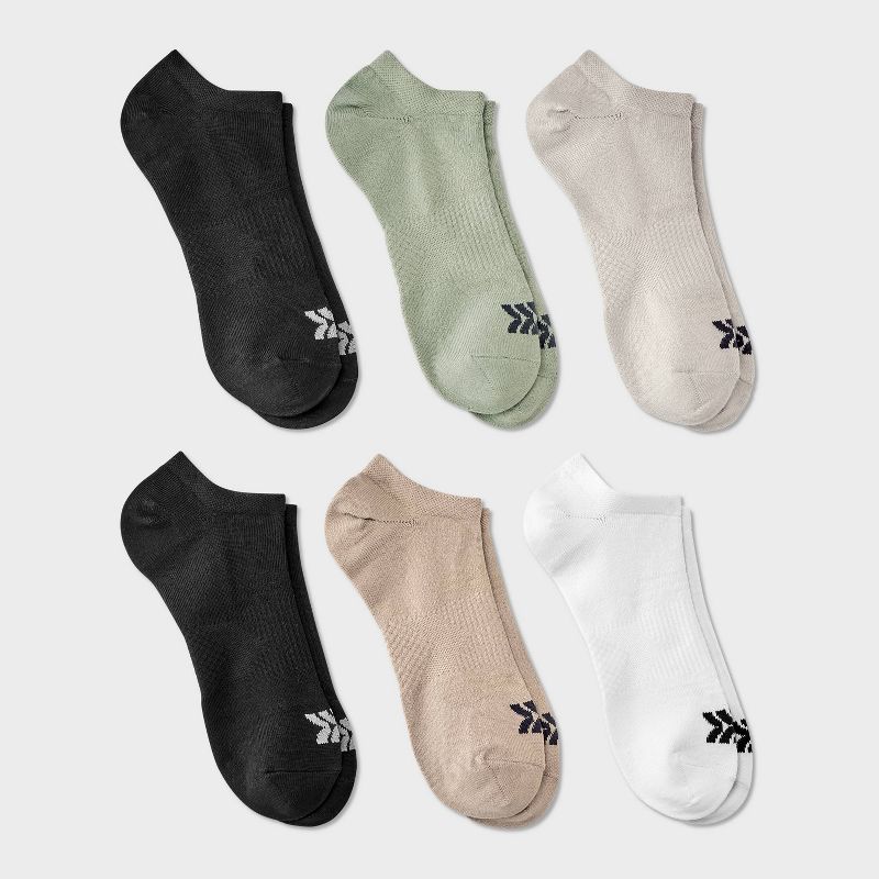 Men's Striped Lightweight Dart No Show Socks 6pk - All In Motion™ 6-12: Recycled Polyester, Knit Flat Seams