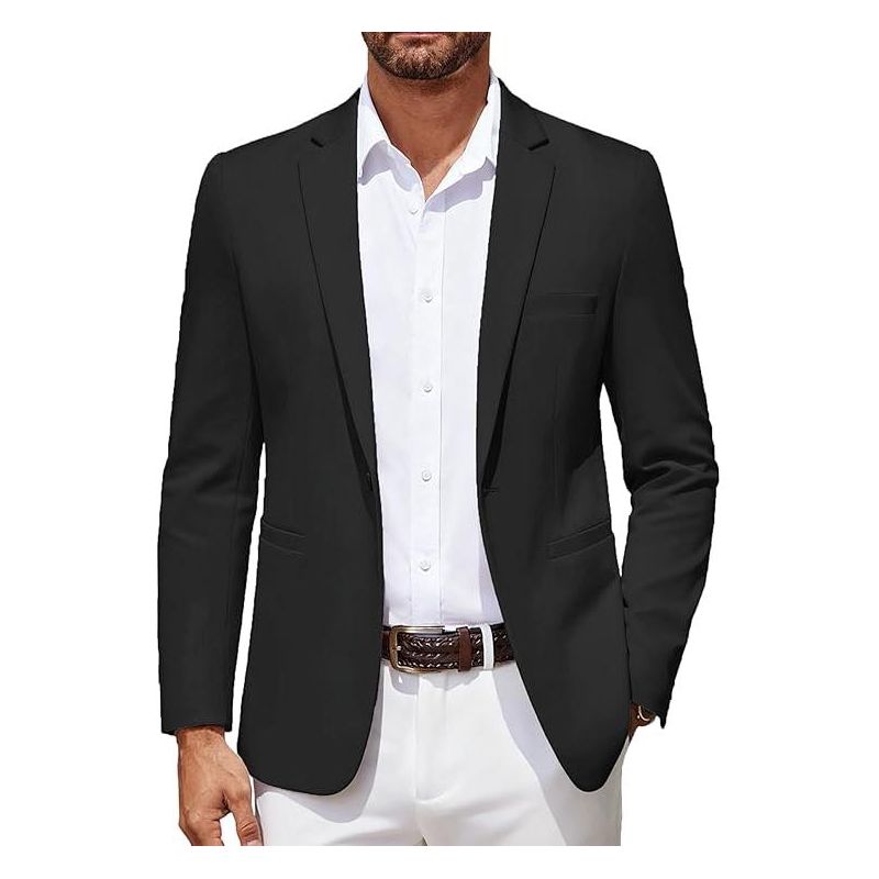 COOFANDY Men's Blazer Casual Suit Jacket Slim Fit One Button Sport Coats Lightweight Sports Jacket Black M