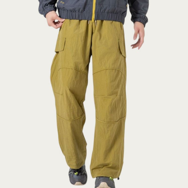 Anna-Kaci Active Men's Lightweight Cargo Pants with Drawstring Waist and Utility Pockets - Medium, Yellow