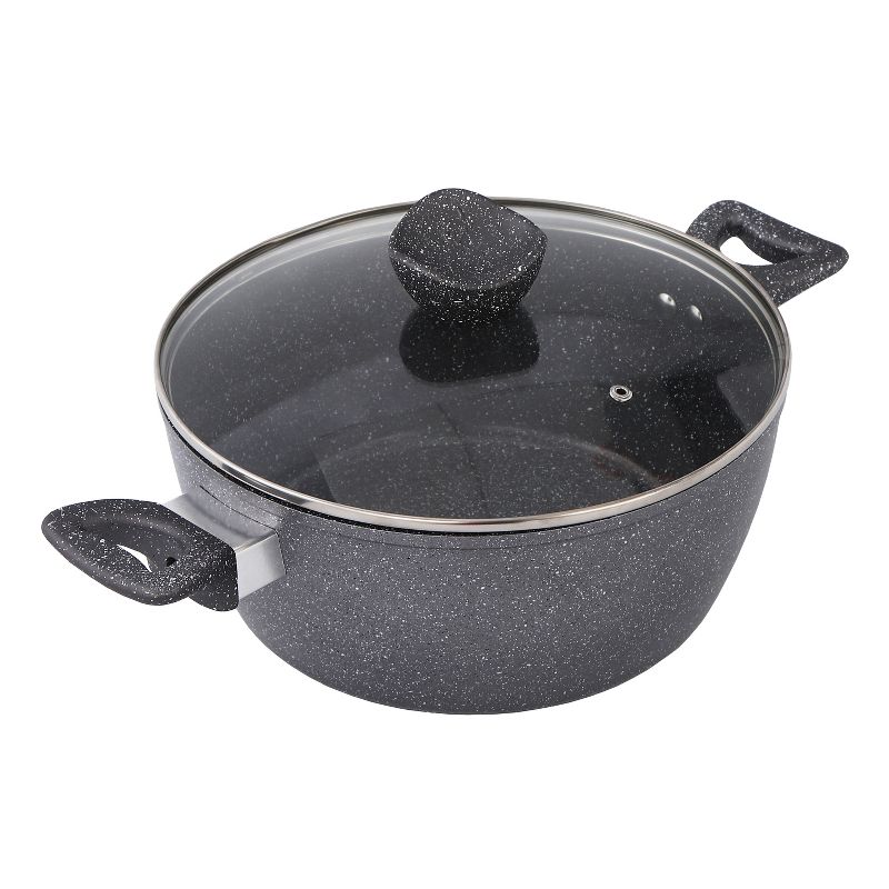 Lorren Home Trends Casserole Pot with Glass Lid, Gray Speckled, PFOA-Free, Dishwasher Safe, 4 Qt, Multi-Surface Compatible