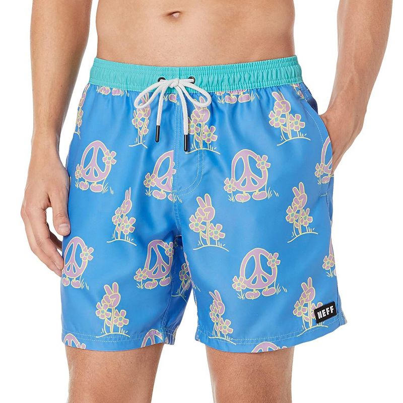 NEFF Men's Daily Peace Hot Tub Board Shorts for Swimming (Peace Blue, M)
