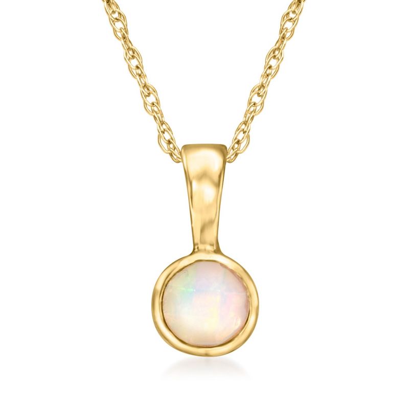 Pure Collection by Ross-Simons Opal Pendant Necklace in 14kt Yellow Gold Size 16