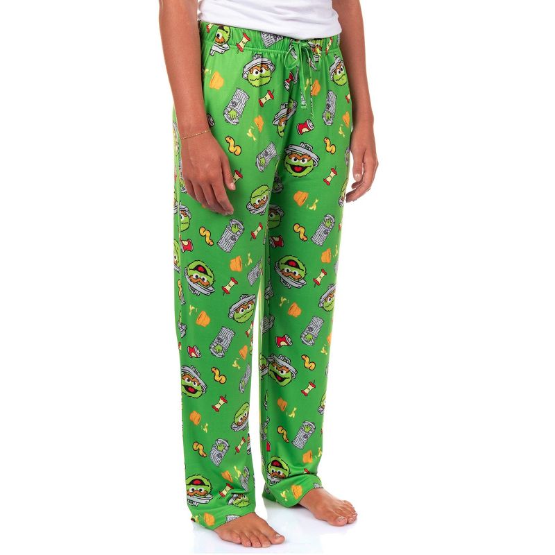 Sesame Street Pajama Pants Mens' Oscar The Grouch Garbage Can Slimey Lounge Bottoms Sleepwear (XL)