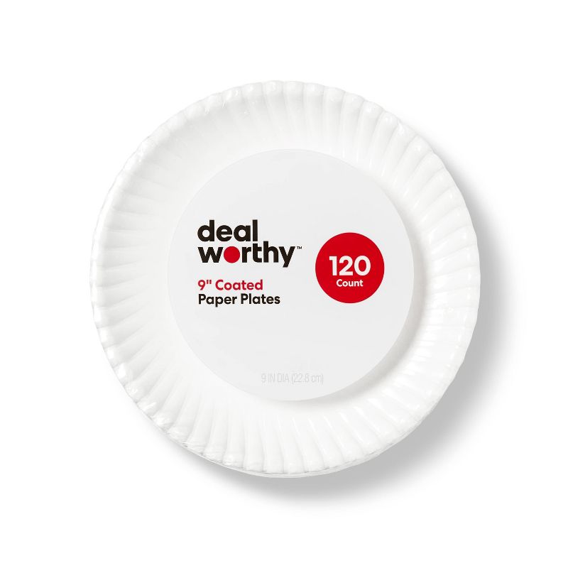 Coated Disposable Paper Plates 9" - 120ct - Dealworthy™