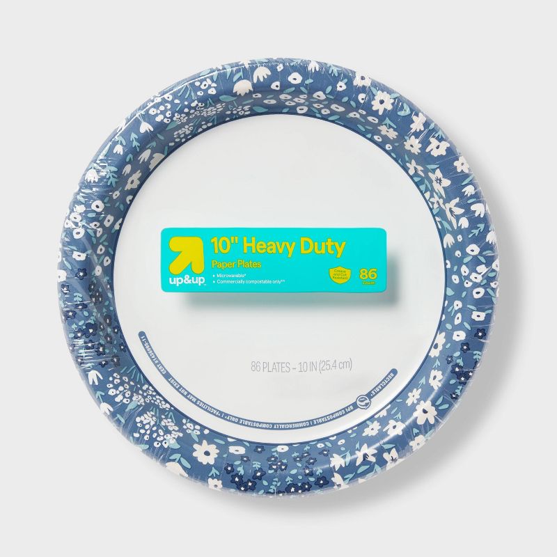 Blue Floral Paper Plate 10" - 86ct - up&up™